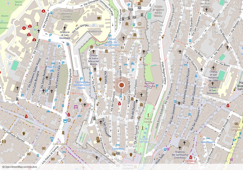Mappa del quartiere Castello a Cagliari con la posizione di Elena in Castello, Via Alberto La Marmora 37